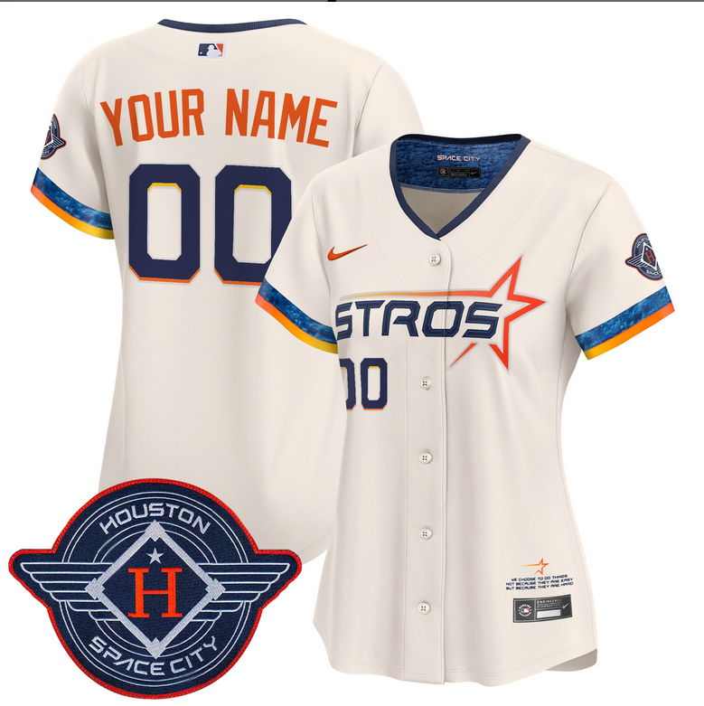 Women Houston Astros 2025 City Connect Vapor cream Limited Custom Stitched Jersey->customized mlb jersey->Custom Jersey